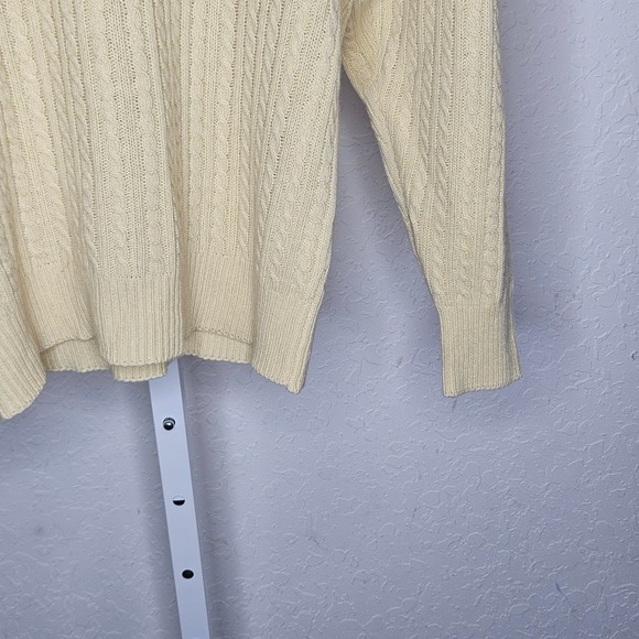 Vintage Burberrys Scotland Cashmere Cable Knit Cream Sweater Men's M Women L - Picture 3 of 5